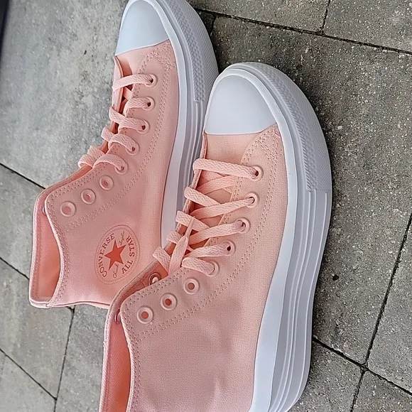 Converse Women's CTAS Move Hi Top Platform Sneakers Storm Pink &amp; White Canvas W8