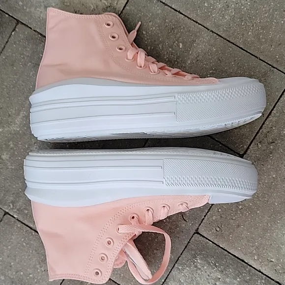 Converse Women's CTAS Move Hi Top Platform Sneakers Storm Pink &amp; White Canvas W8