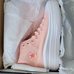 Converse Women's CTAS Move Hi Top Platform Sneakers Storm Pink &amp; White Canvas W8