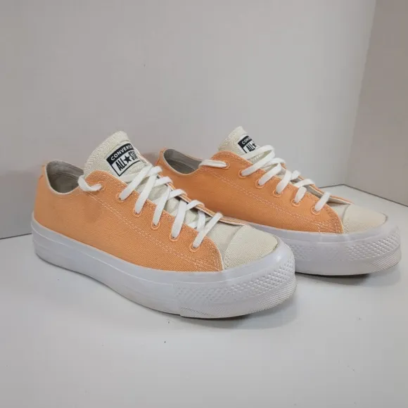 Converse Women's Low Top Platform Orange and Cream Sneakers , Size 8.5