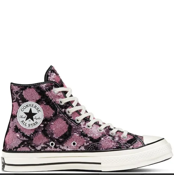 Converse Women's Pink Sequin High-Top Sneakers