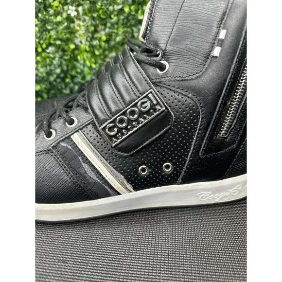 Coogi Shoes Leather Black Sneakers high-top with white accents