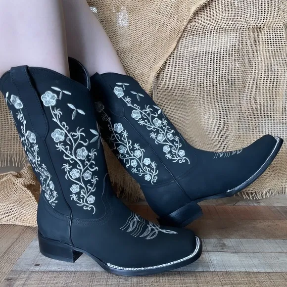 COPY - WOMEN'S WESTERN RODEO COWGIRL BOOTS GENUINE LEATHER LADIES BOTA VAQUERA …