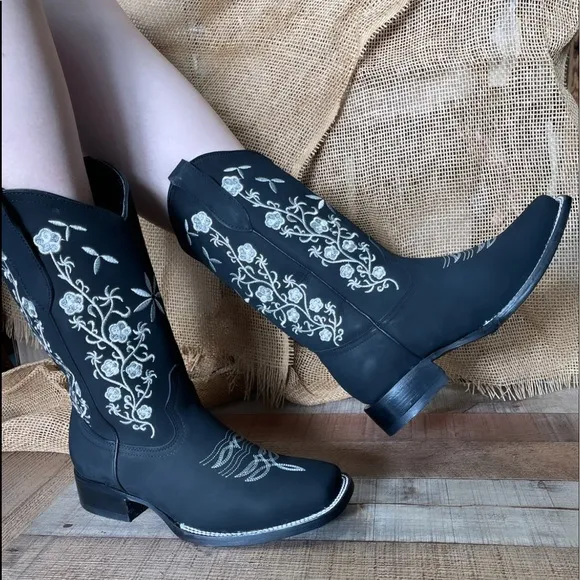 COPY - WOMEN'S WESTERN RODEO COWGIRL BOOTS GENUINE LEATHER LADIES BOTA VAQUERA …