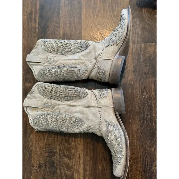 Corral Cowboy Boots wings cross Rhinestone Embellished Western Square Toe 8.5M
