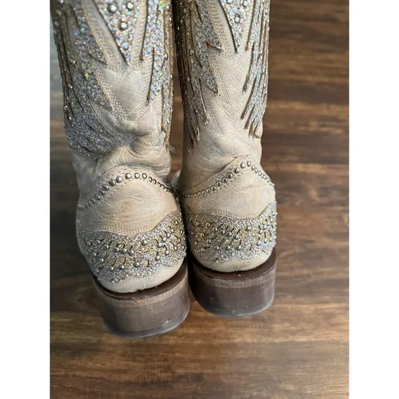 Corral Cowboy Boots wings cross Rhinestone Embellished Western Square Toe 8.5M