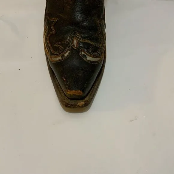 Corral Distressed Leather Snip Toe Brown Western Cowboy Boots - 6