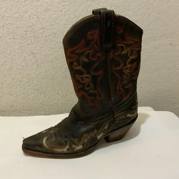 Corral Distressed Leather Snip Toe Brown Western Cowboy Boots - 6