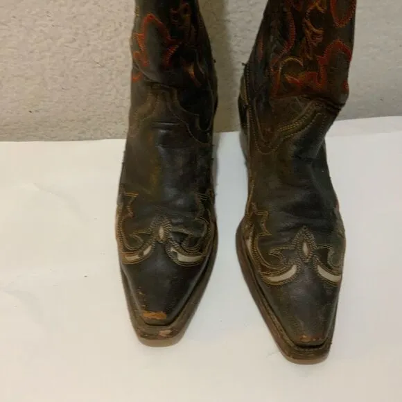 Corral Distressed Leather Snip Toe Brown Western Cowboy Boots - 6