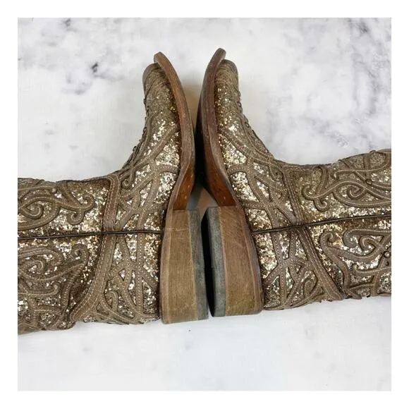 Corral Orix Glitter   Studs Brown Leather Western Cowboy Boots