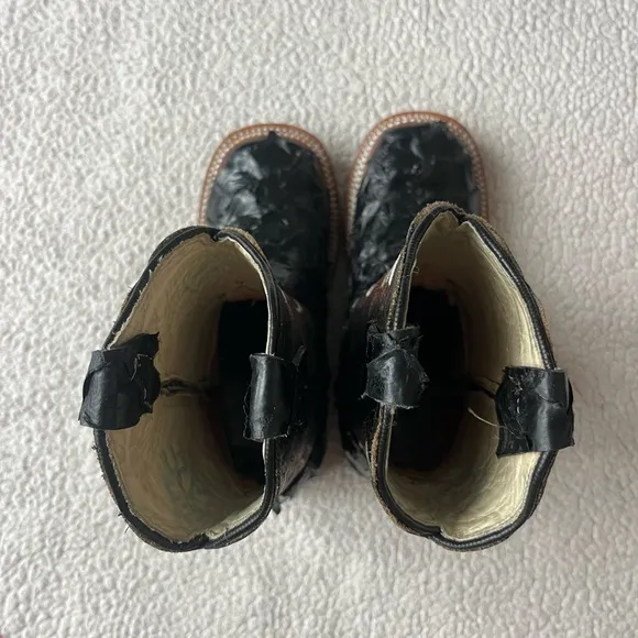 CORRAL PIRARUCU WESTERN COWBOY SQUARE TOE BOOTS SIZE 13 LITTLE BOY / GIRL