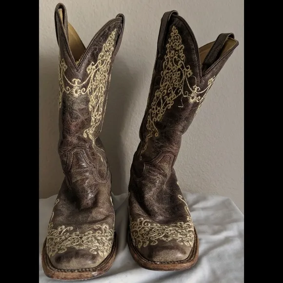 Corral  Square Toe Western Embroidered Boots