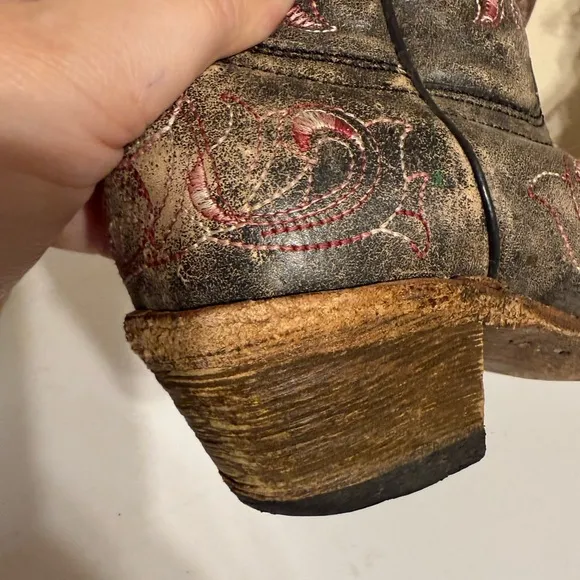 Corral Teen Girls Cowboy Boots SZ 2 T Embroidered Western Snip Toe Brown Boot
