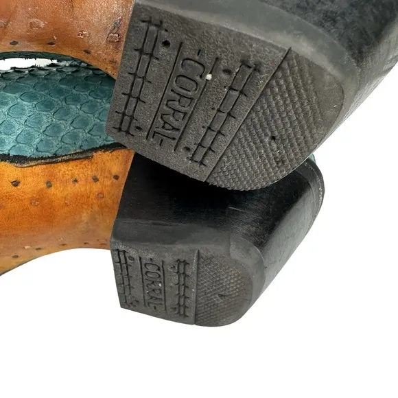 Corral Turquoise Exotic Python Leather Western Snip Toe Cowboy Boots Womens Sz 7