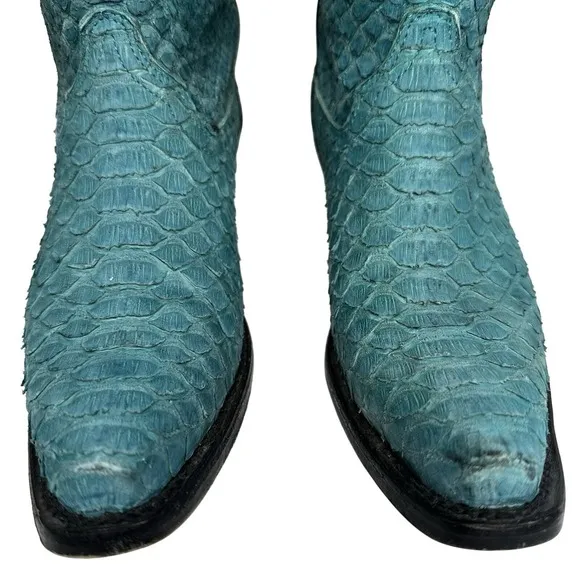 Corral Turquoise Exotic Python Leather Western Snip Toe Cowboy Boots Womens Sz 7