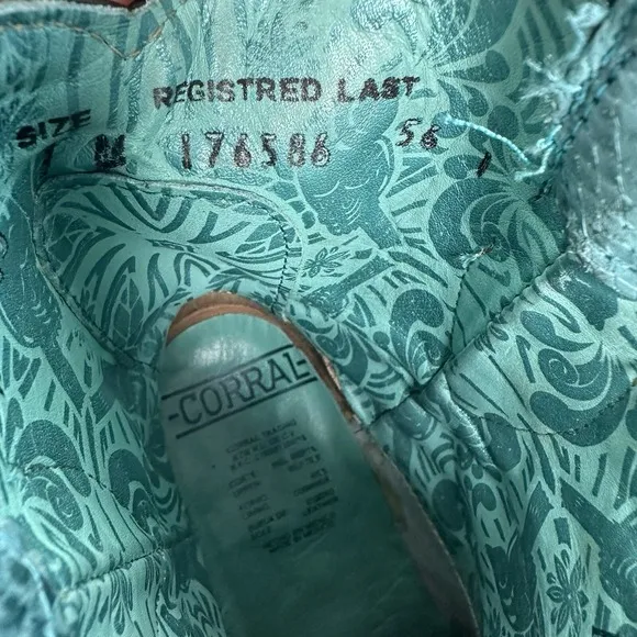 Corral Turquoise Exotic Python Leather Western Snip Toe Cowboy Boots Womens Sz 7