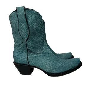 Corral Turquoise Exotic Python Leather Western Snip Toe Cowboy Boots Womens Sz 7