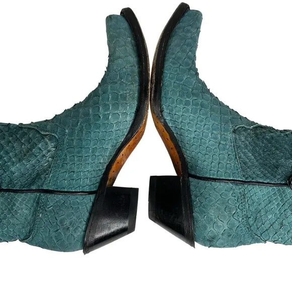 Corral Turquoise Exotic Python Leather Western Snip Toe Cowboy Boots Womens Sz 7