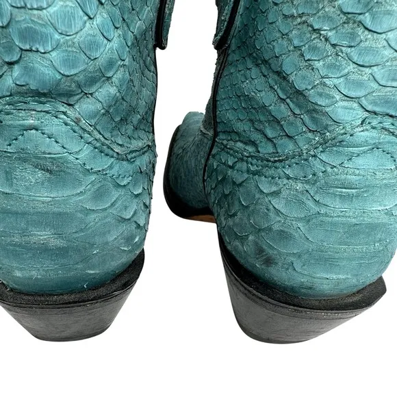 Corral Turquoise Exotic Python Leather Western Snip Toe Cowboy Boots Womens Sz 7