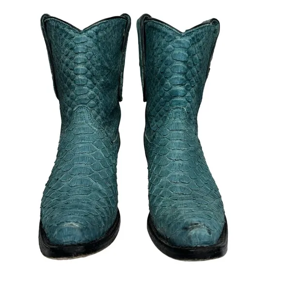 Corral Turquoise Exotic Python Leather Western Snip Toe Cowboy Boots Womens Sz 7