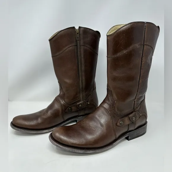 Corral Western Boots Leather Strap Zip Closure Brown G1404 Men's Size 9.5