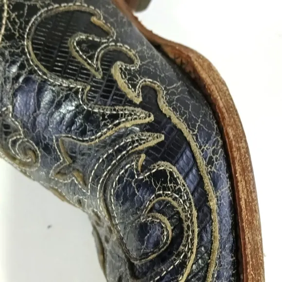 Corral Western Genuine Black Leather  Overlay X Toe C1198 Boots Size 8.5