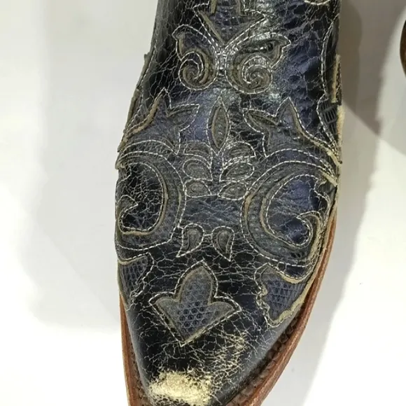 Corral Western Genuine Black Leather  Overlay X Toe C1198 Boots Size 8.5