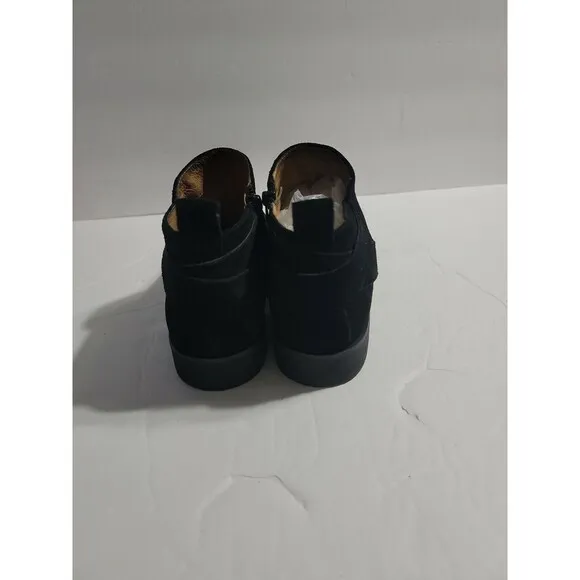 Corso Como Black Suede Ankle Boots Leather Booties Pointed Toe Low Heel 6.5