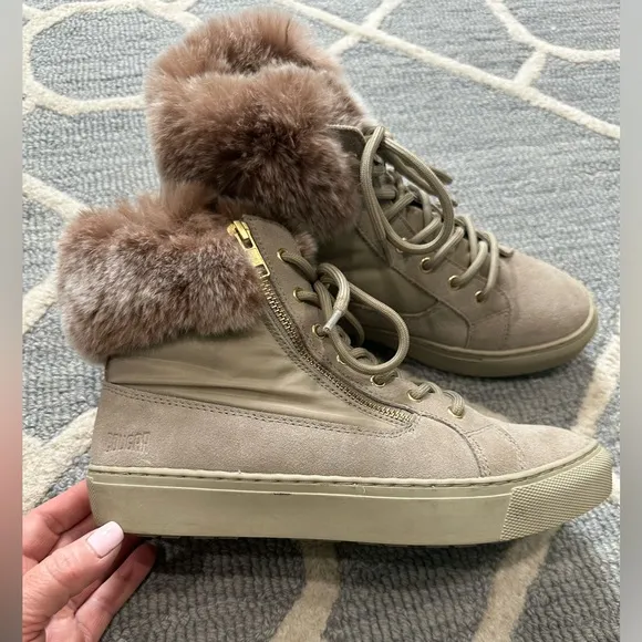 COUGAR Danica Rabbit Fur-Trim High-Top Sneakers