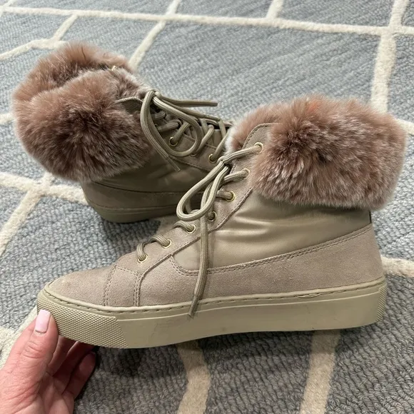 COUGAR Danica Rabbit Fur-Trim High-Top Sneakers
