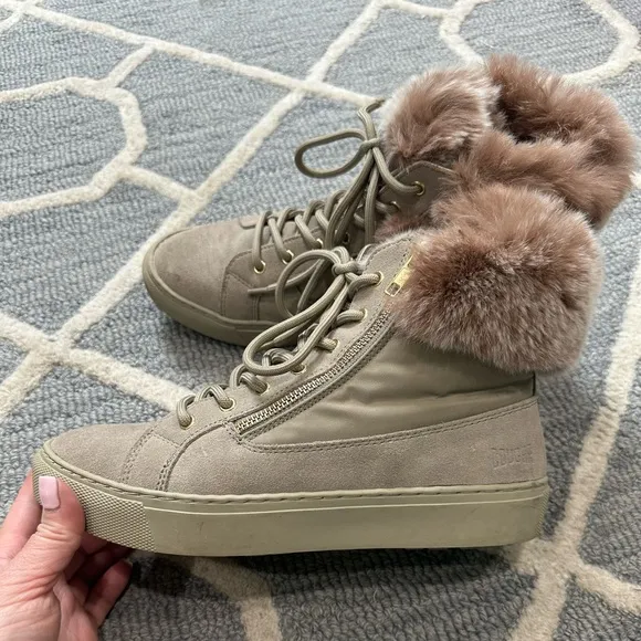 COUGAR Danica Rabbit Fur-Trim High-Top Sneakers