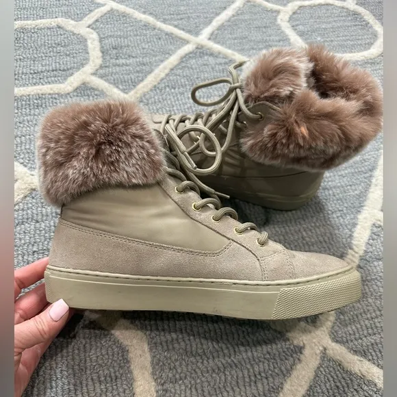 COUGAR Danica Rabbit Fur-Trim High-Top Sneakers