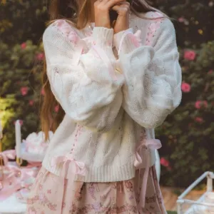 Coven and Co Music Box Ribbon Sweater sz XL