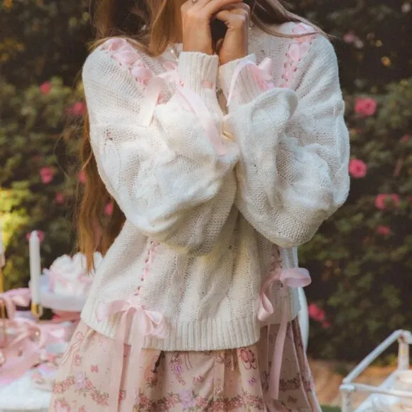 Coven and Co Music Box Ribbon Sweater sz XL