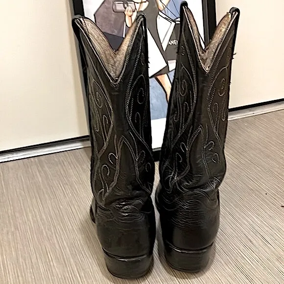 Cowtown western cowboy leather boots in black color Size 10.5D