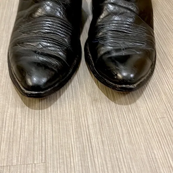 Cowtown western cowboy leather boots in black color Size 10.5D