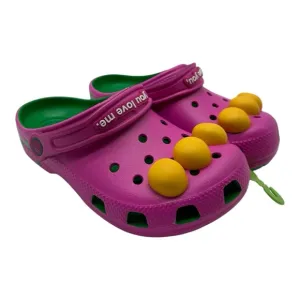 Crocs Barney Classic Clogs KIDS Size J 2 Slip On Shoes I Love You You Love Me