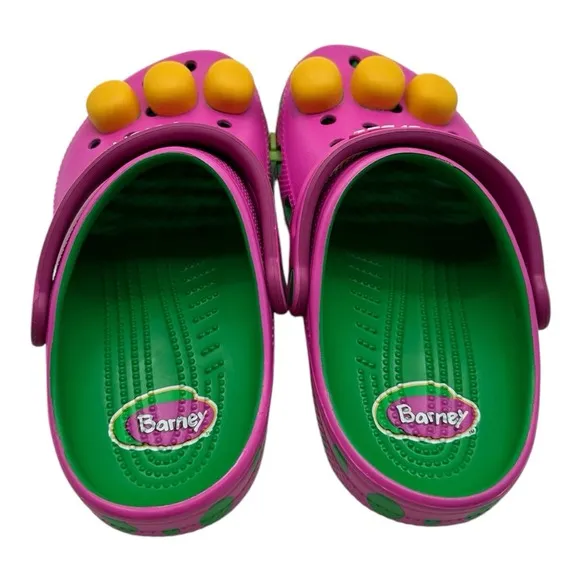 Crocs Barney Classic Clogs KIDS Size J 2 Slip On Shoes I Love You You Love Me
