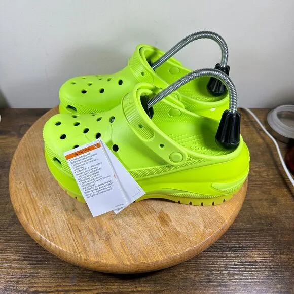 Crocs Classic‎ Mega Cruch Clog Sandals Shoes Womens SIze 8 Green Lemonade