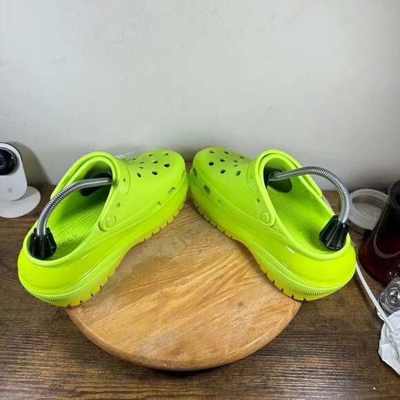 Crocs Classic‎ Mega Cruch Clog Sandals Shoes Womens SIze 8 Green Lemonade