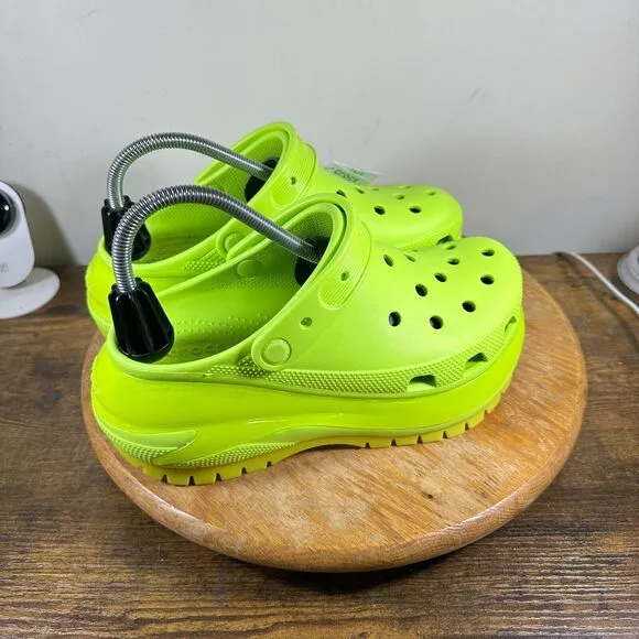 Crocs Classic‎ Mega Cruch Clog Sandals Shoes Womens SIze 8 Green Lemonade