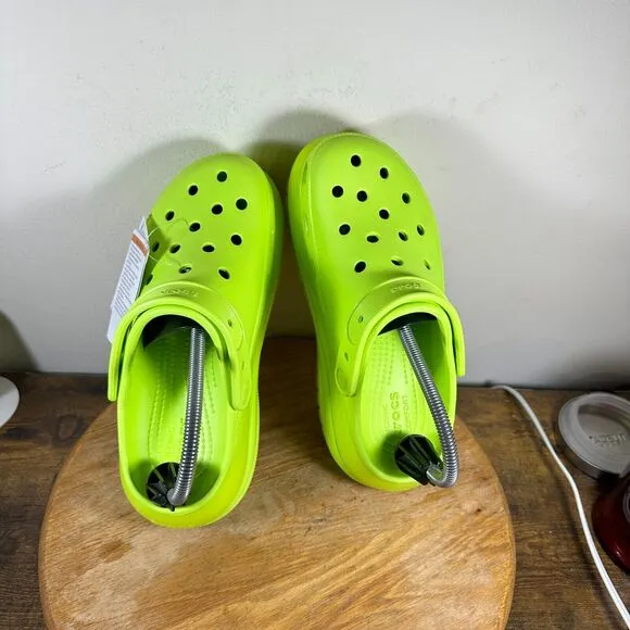 Crocs Classic‎ Mega Cruch Clog Sandals Shoes Womens SIze 8 Green Lemonade