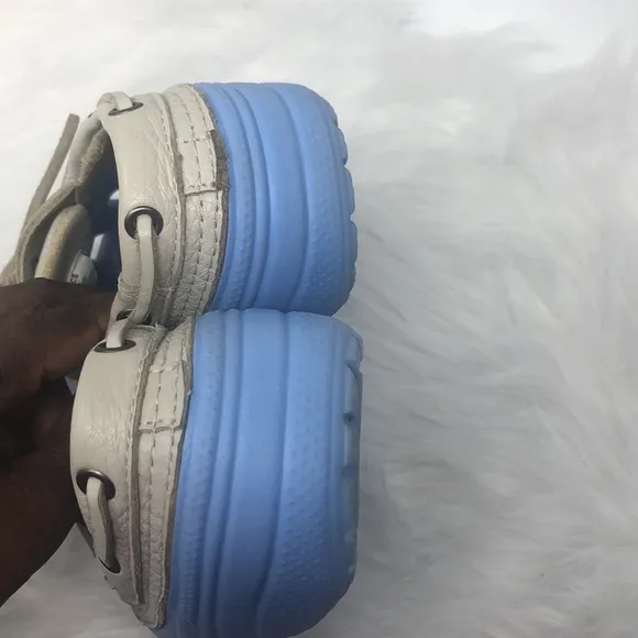 CROCS Islander Lace Up Shoes Size Mens (4) Womens (6) Blue &amp; Ivory Sandals