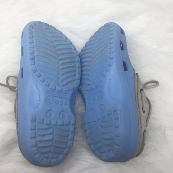 CROCS Islander Lace Up Shoes Size Mens (4) Womens (6) Blue &amp; Ivory Sandals