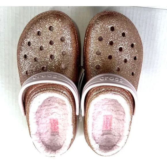 Crocs Kids Slippers Classic Girls Size 5 Glitter Lined Clogs Glitter Shoes Fairy
