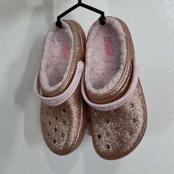 Crocs Kids Slippers Classic Girls Size 5 Glitter Lined Clogs Glitter Shoes Fairy