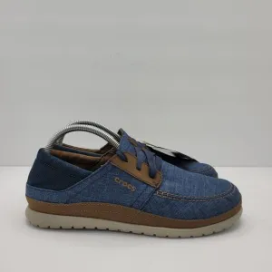 Crocs Santa Cruz Playa Lace Up Slip On Blue Denim Mens Shoes 204837 Size 8 NWT