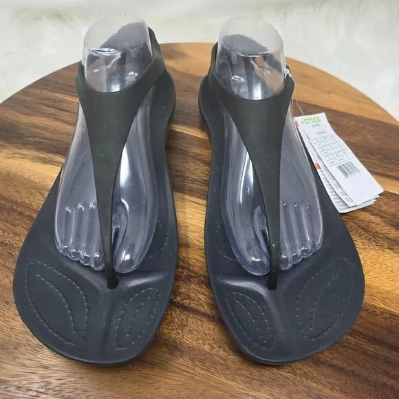 Crocs Sexi Black Flip Flop #11354-060 Strap Ankle Back Women's 11 NWT