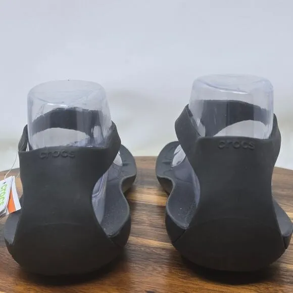Crocs Sexi Black Flip Flop #11354-060 Strap Ankle Back Women's 11 NWT