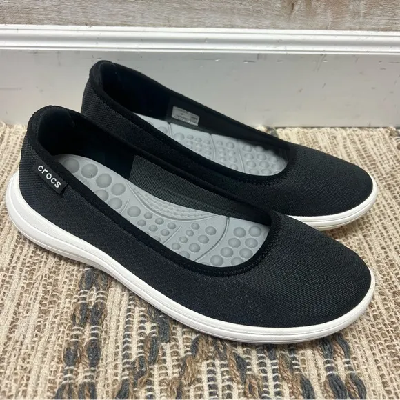 Crocs Shoes Womens 8 Black Reviva Flat Ballet Slip On Shoes Comfort 205880